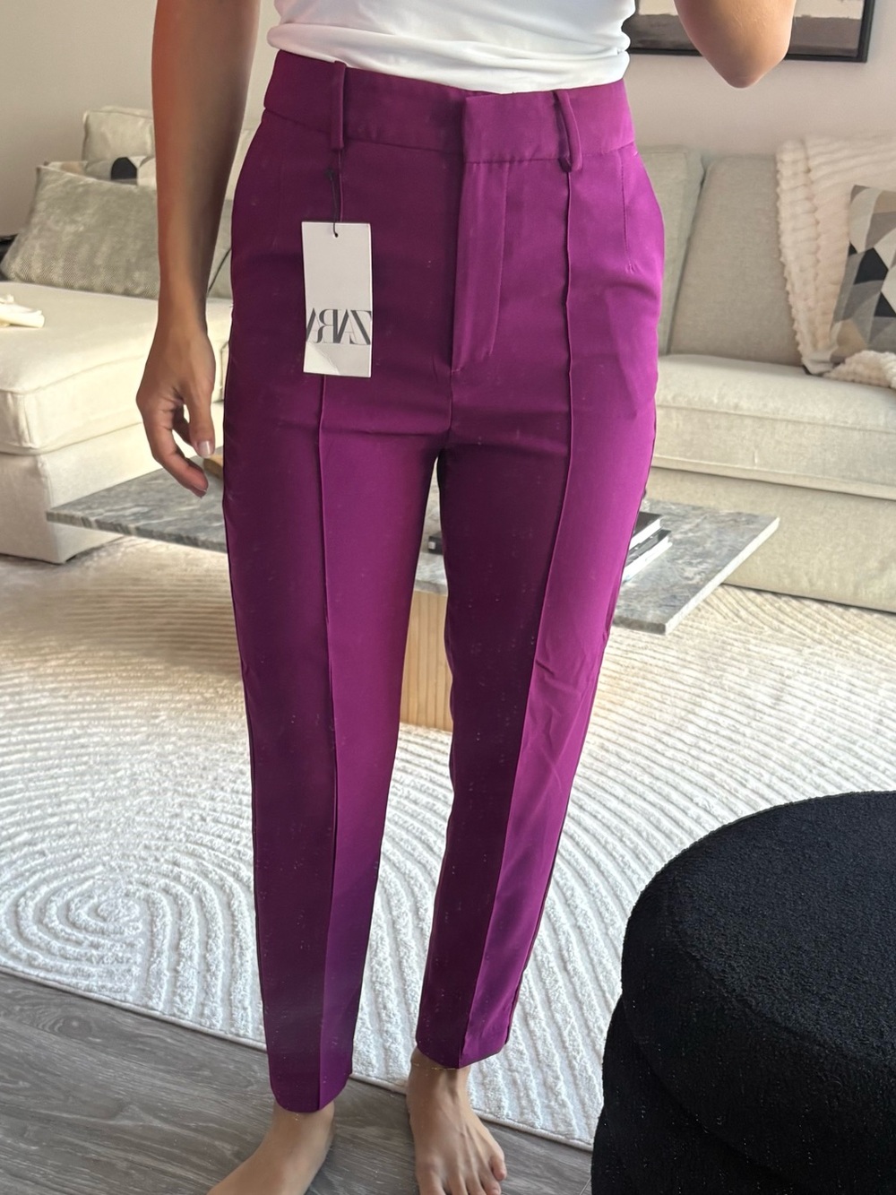 Zara Tailored High-Rise Fuchsia Trousers